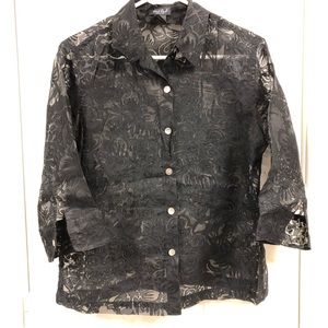 Black Lace Button Up